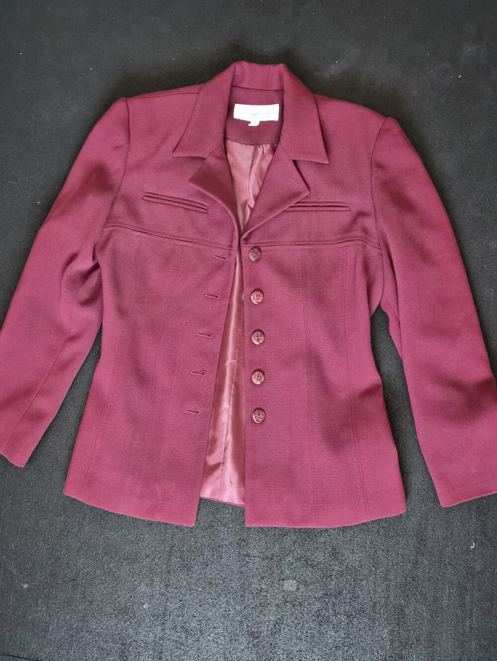 Vintage 70s Women's Burgundy Button-Front Blazer Jacket